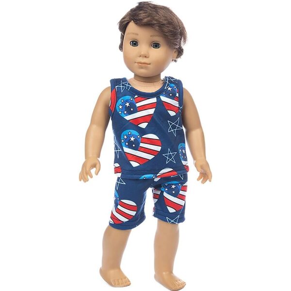 Weihnachtskleidung für 43-cm-Puppen mit ärmellosem Oberteil und Shorts