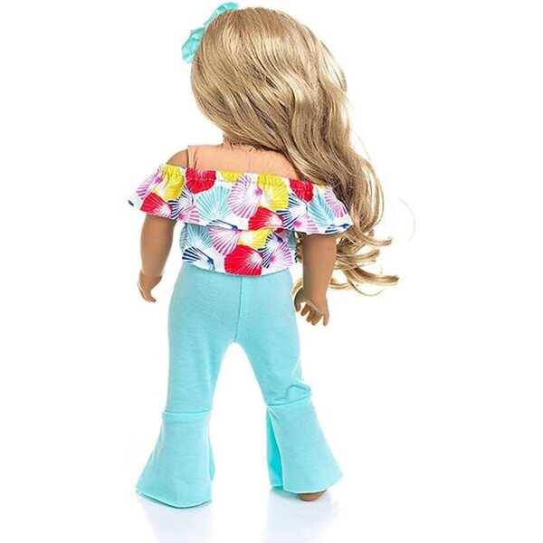 Modische Kleidung für eine 46 cm große amerikanische Puppe mit Bootcut-Hose, Schleife und Kopfschmuck