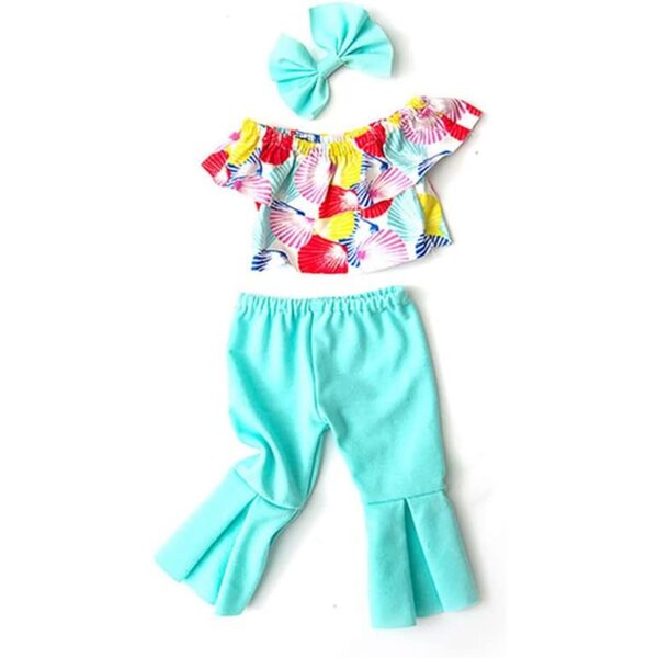 Modische Kleidung für eine 46 cm große amerikanische Puppe mit Bootcut-Hose, Schleife und Kopfschmuck