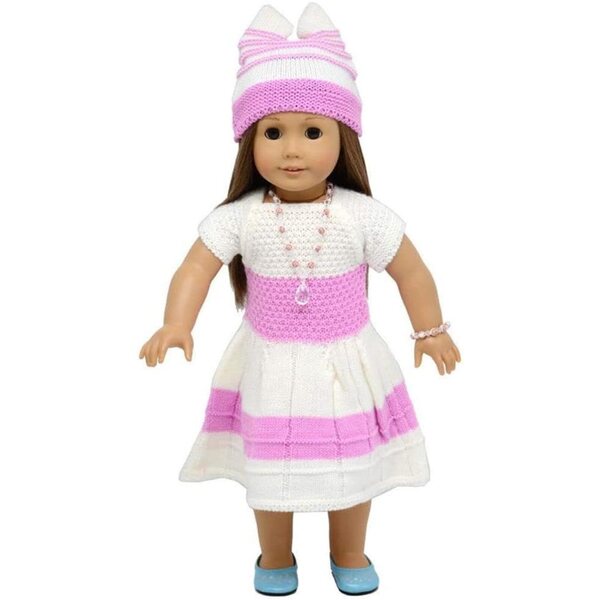 Lässige Strickkleidung für 46 cm große amerikanische Puppen mit Perlenaccessoires im Lieferumfang enthalten