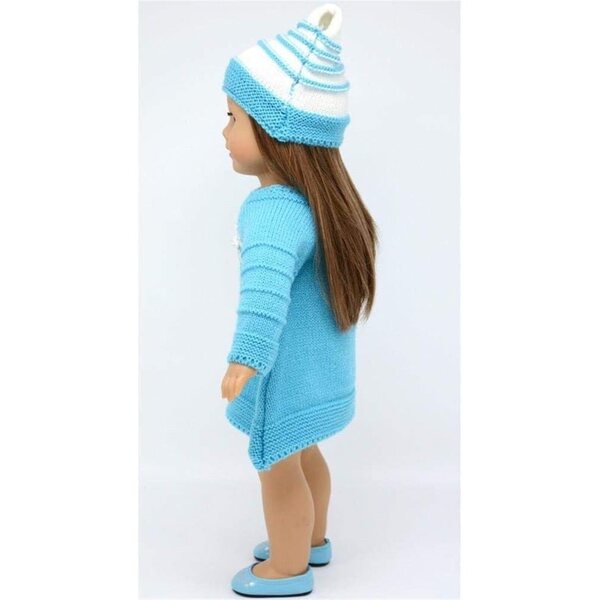 Lässige Strickkleidung für 46 cm große amerikanische Puppen mit passender Mütze