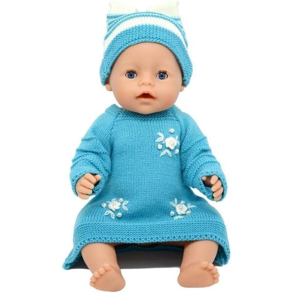 Lässige Strickkleidung für 46 cm große amerikanische Puppen mit passender Mütze