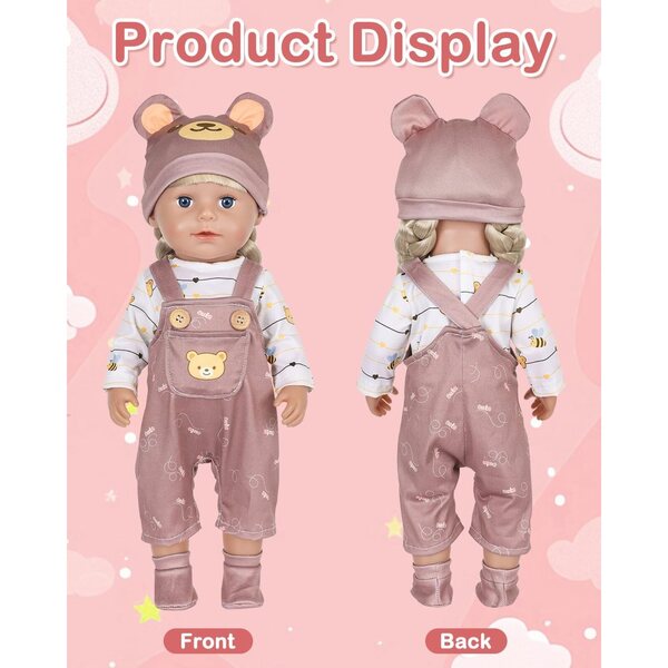 Obidodi-Puppenkleidung 36–43 cm: Komplettes Set aus sicherer und weicher Kleidung