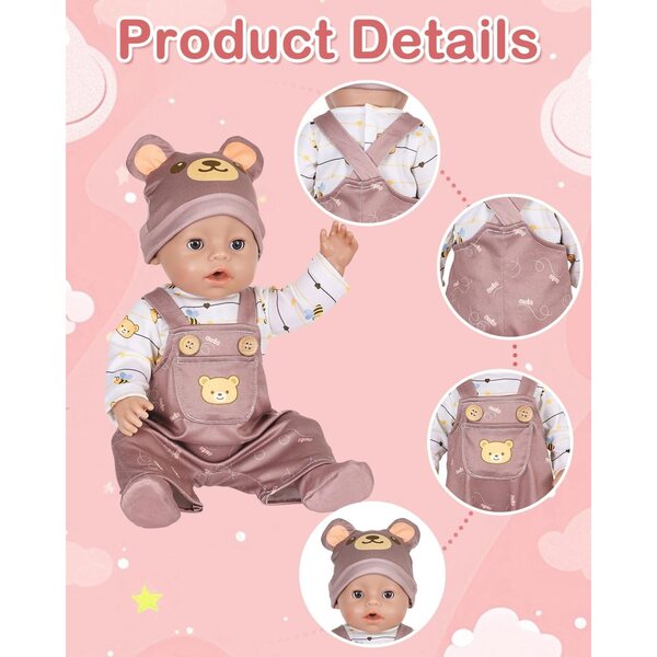 Obidodi-Puppenkleidung 36–43 cm: Komplettes Set aus sicherer und weicher Kleidung