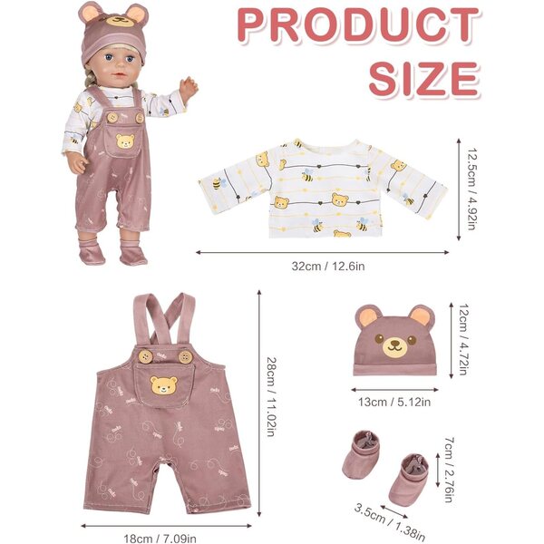 Obidodi-Puppenkleidung 36–43 cm: Komplettes Set aus sicherer und weicher Kleidung