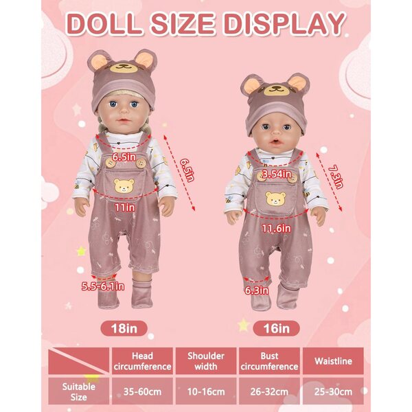 Obidodi-Puppenkleidung 36–43 cm: Komplettes Set aus sicherer und weicher Kleidung