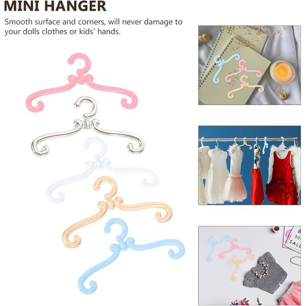 ORFOFE Set mit 25 farbigen Mini-Kleiderbügeln aus Zinklegierung für Puppen, widerstandsfähig und praktisch