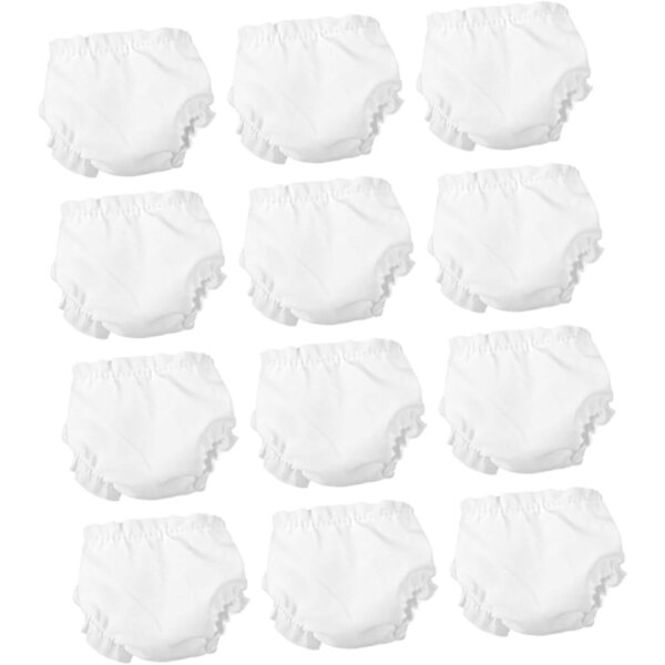 20 Mini Mutandine Bianche per Bambole 10 Pollici - Accessori Gioco di Ruolo Biancheria Intima