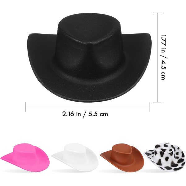 Set 40 Mini Cappelli Assortiti per Bambole e Lavoretti Creativi - Nero, Marrone, Bianco, Rosa Pois