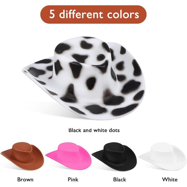 Set 40 Mini Cappelli Assortiti per Bambole e Lavoretti Creativi - Nero, Marrone, Bianco, Rosa Pois