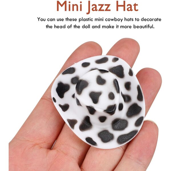 Set 40 Mini Cappelli Assortiti per Bambole e Lavoretti Creativi - Nero, Marrone, Bianco, Rosa Pois