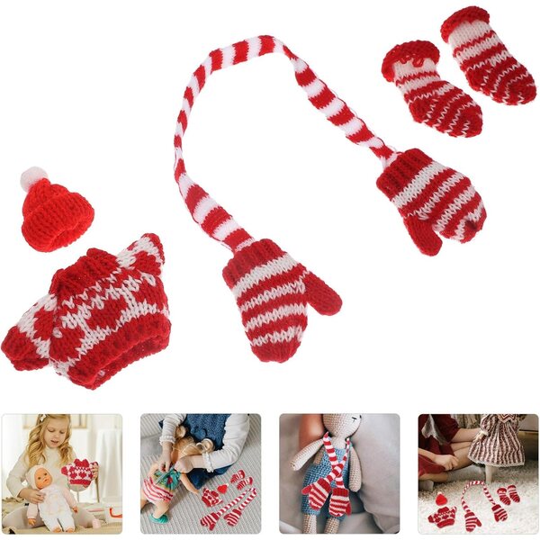 Miniatur-Winterkleidung für Puppen mit Mütze, Pullover, Handschuhen und Socken