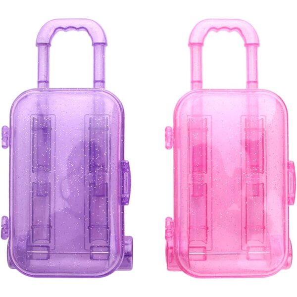 Set 2 Mini Valigie per Bambole Viola in Plastica Resistente | Accessori Valigia Giocattolo