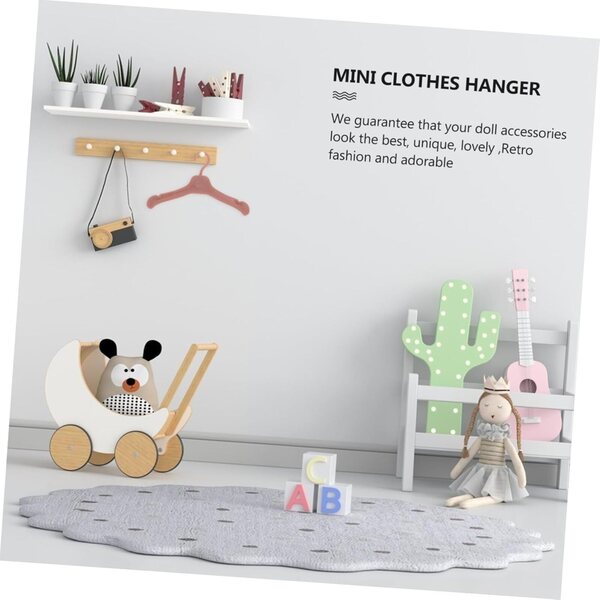 Alasum 50 Grucce Miniature in Plastica Marrone per Bambole - Organizza Vestiti Bambole