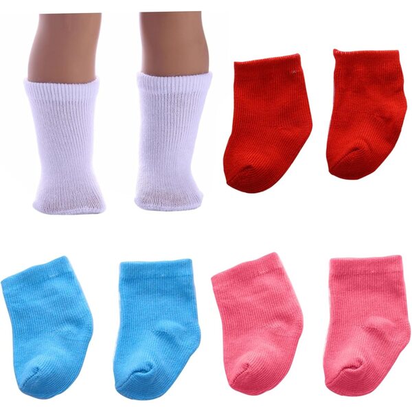 Calzini per Bambole Pineeseatile 4 Paia in Tessuto Colorato per Bambole da 18 Pollici