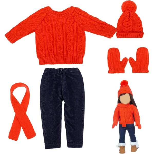 Set Vestiti Invernali Natalizi per Bambole 18 Pollici con Maglione, Pantaloni e Accessori