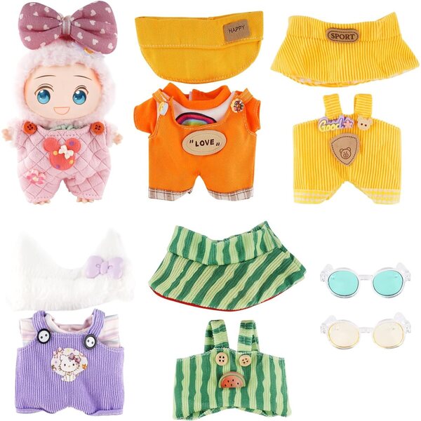 Set 5 Vestiti Eleganti per Bambole 17 cm con Accessori e Mini Armadio Organizzato