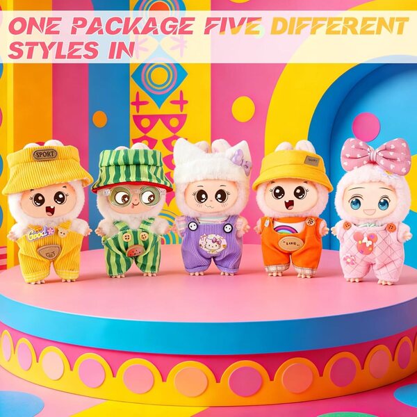 Set 5 Vestiti Eleganti per Bambole 17 cm con Accessori e Mini Armadio Organizzato
