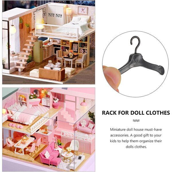 HEMOTON 50 Mini-Puppenkleiderbügel aus Kunststoff, langlebiges Zubehör für die Organisation von Puppenschränken