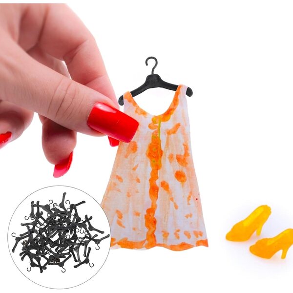 HEMOTON 50 Mini-Puppenkleiderbügel aus Kunststoff, langlebiges Zubehör für die Organisation von Puppenschränken