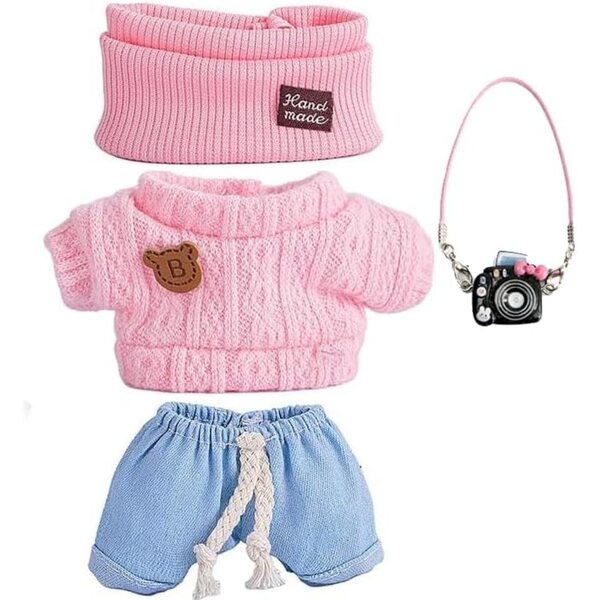Stilvolle Kleidung für 17 cm große Lububu-Puppen mit Accessoires und blauen Hosen