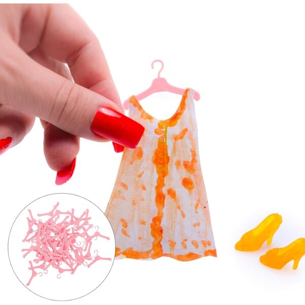 50 Grucce per Bambole in Plastica Miniatura - Appendiabiti Leggeri e Compatti