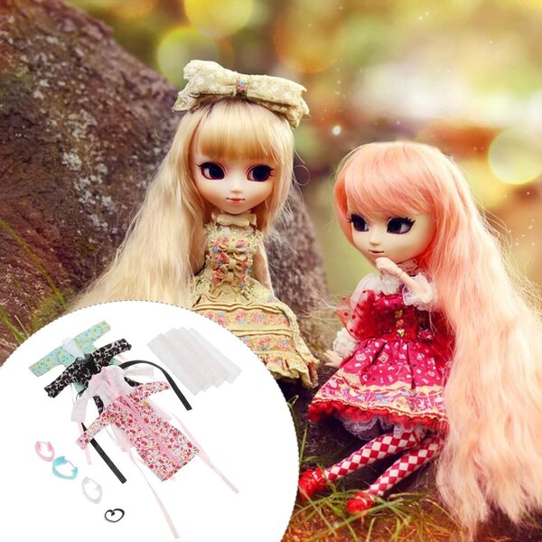 Set 4 Pezzi Vestiti e Accessori per Bambole con Pigiama, Accappatoio e Fascia per Capelli