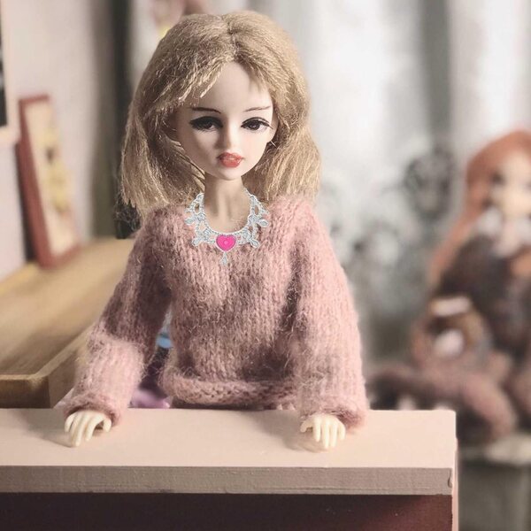 KOMBIUDA Set mit 20 bunten Miniatur-Halsketten für 30-cm-Puppen, Schmuckzubehör aus Kunststoff