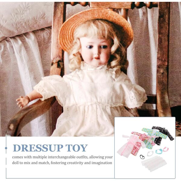 Set mit 4 Schlafanzügen und Bademänteln für Puppen mit Stirnband und Handtuch – komplettes und weiches Set