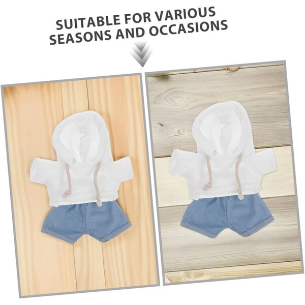 VICASKY Puppenkleidungsset 30 cm Bär, weißes Sweatshirt und weiche blaue Jeans