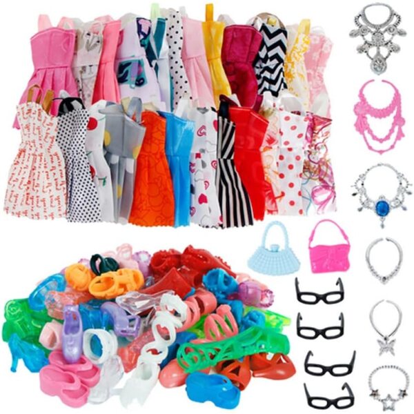 32-teiliges Puppenkleidungs- und Zubehörset – Syglawnd-Kleidung, Schuhe, Taschen und Schmuck