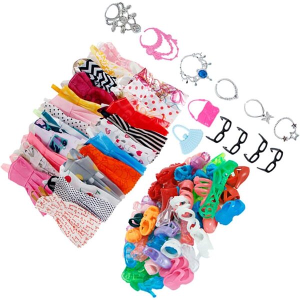 32-teiliges Puppenkleidungs- und Zubehörset – Syglawnd-Kleidung, Schuhe, Taschen und Schmuck