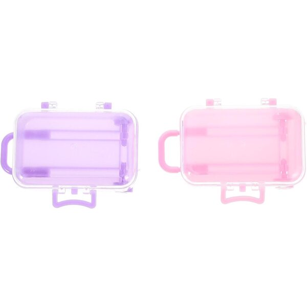 Accessori Valigia per Bambole 2 Pezzi Viola in Plastica, Mini Trolley Giocattolo Sicuro