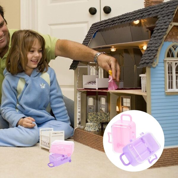 Mini valigie per bambole VICASKY 2 pezzi, pratiche e resistenti in plastica viola