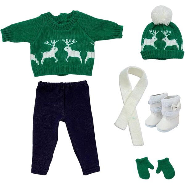 Weihnachtskleidung für 18-Zoll-Puppen – Komplettset mit Pullover, Hose und Accessoires