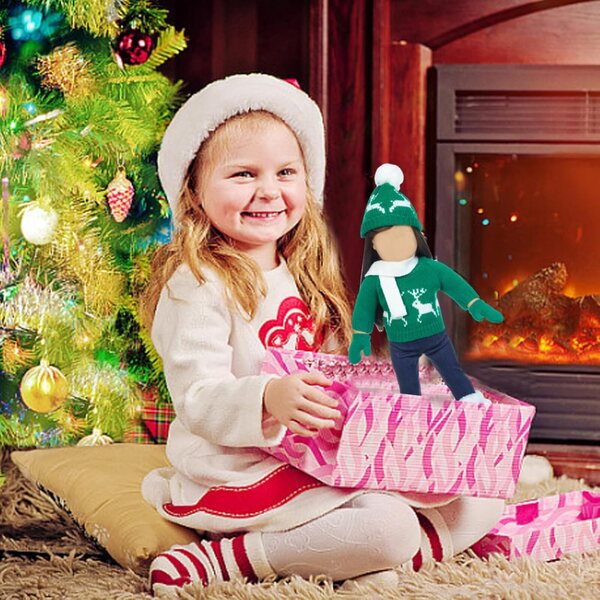 Weihnachtskleidung für 18-Zoll-Puppen – Komplettset mit Pullover, Hose und Accessoires