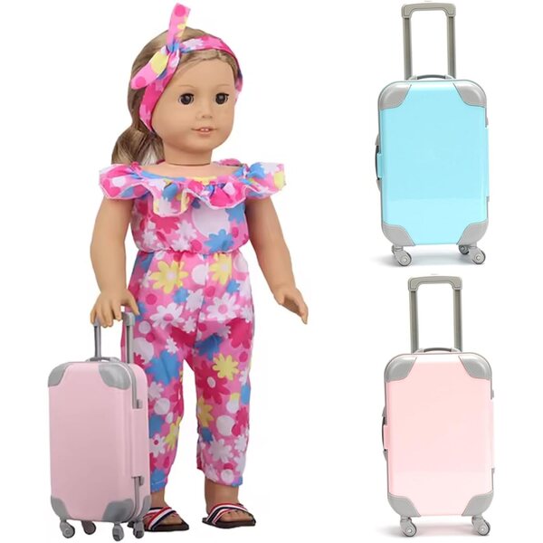 Set Valigie Mini Bambole 16-18 Pollici in ABS, 2 Pezzi Blu Lago Lawnrden