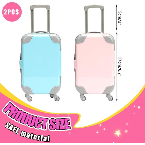 Set Valigie Mini Bambole 16-18 Pollici in ABS, 2 Pezzi Blu Lago Lawnrden