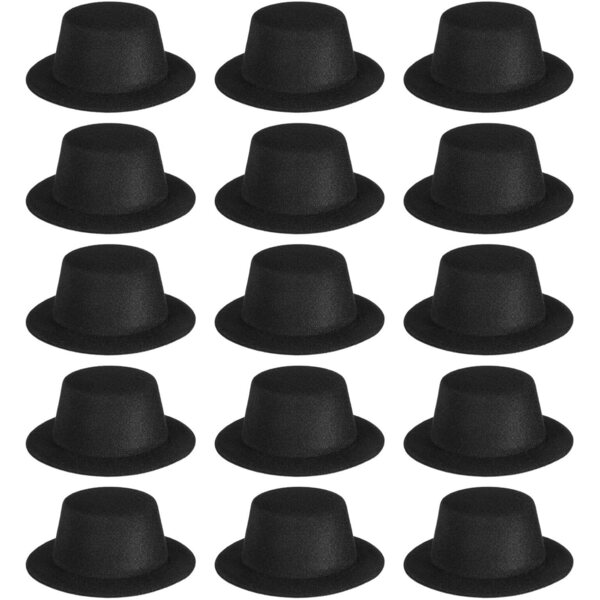 ERINGOGO 15 Mini Cappelli in Feltro Nero per Decorazioni Natalizie e Lavoretti Creativi