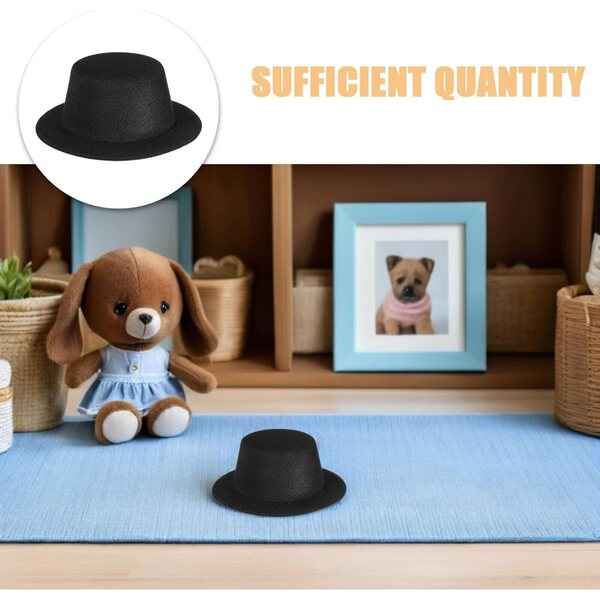 ERINGOGO 15 Mini Cappelli in Feltro Nero per Decorazioni Natalizie e Lavoretti Creativi