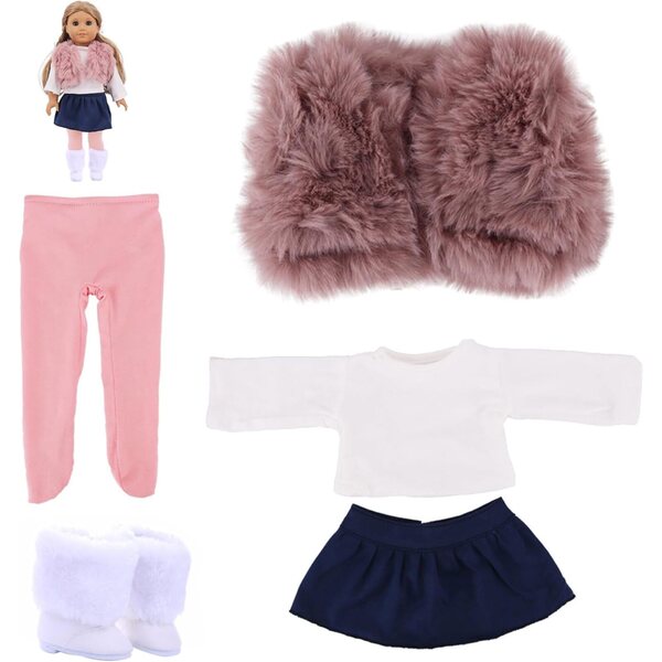 Winterkleidung für 18-Zoll-Wilafury-Puppen mit Weste, Rock, Hose und Schuhen