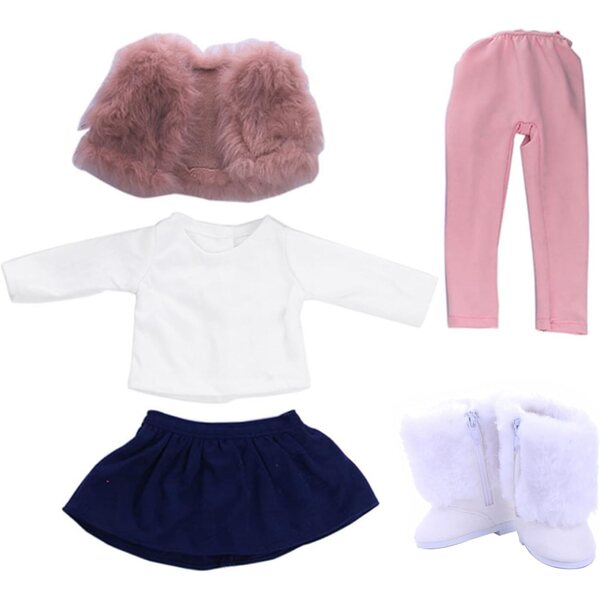 5-teiliges Set Winterkleidung für 18-Zoll-amerikanische Puppen, niedliche und bequeme Mode