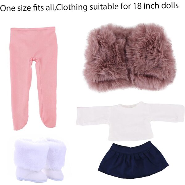 5-teiliges Set Winterkleidung für 18-Zoll-amerikanische Puppen, niedliche und bequeme Mode