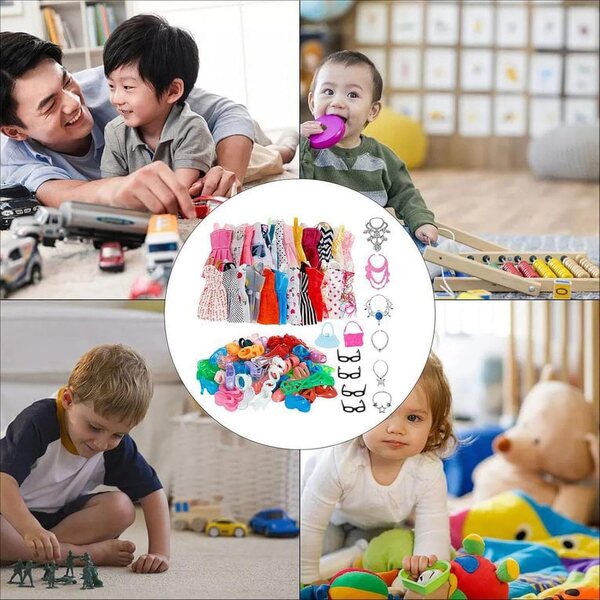 Set 32 pezzi accessori per bambole 30 cm, abbigliamento e scarpe di qualità