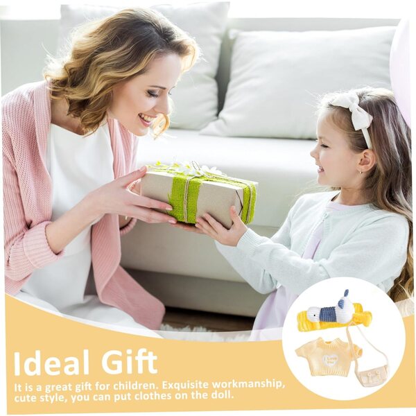 Set mit 4 Kawaii-Kleidungsstücken für eine 30 cm große Plüschente mit Stirnband und farbiger Tasche