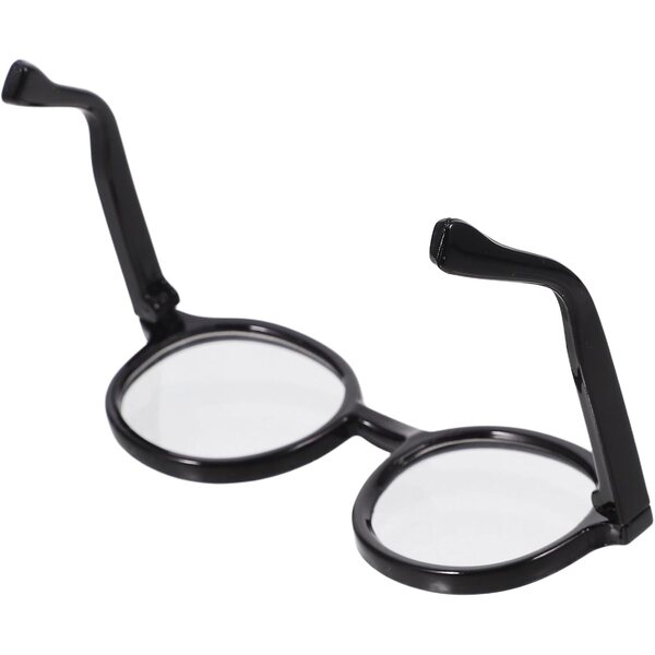 GARVALON Occhiali Mini per Bambole 20 cm, Montatura Nera e Lenti Trasparenti