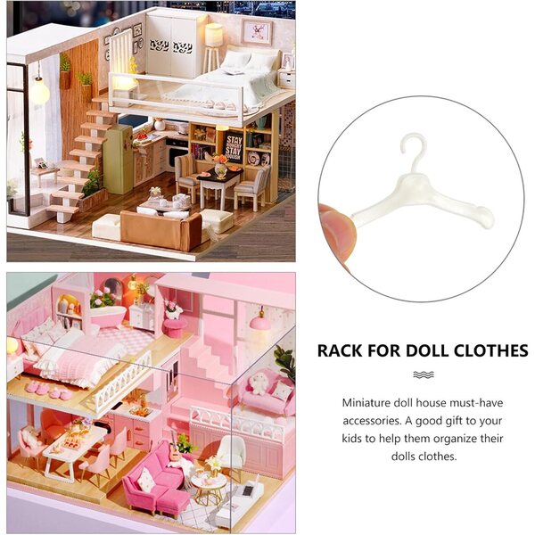 50 Grucce in Plastica Bianca per Bambole, Resistenti e Perfette per Case Miniature