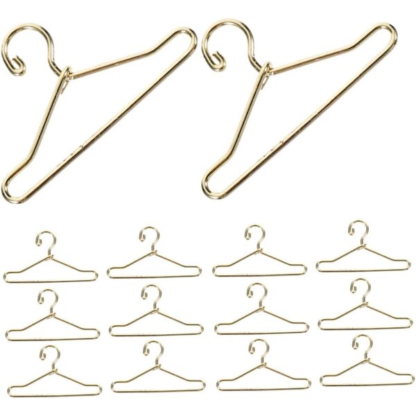 24 Grucce Miniature Dorate in Ferro da 40mm per Vestiti Bambole e Organizzazione Cameretta