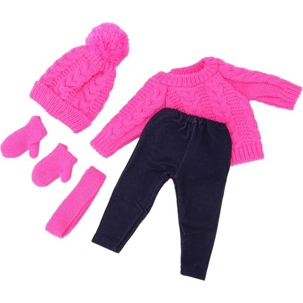 Acouto Abiti per Bambole 18 Pollici: Maglioni, Pantaloni, Cappelli e Sciarpe Rosa Chiaro