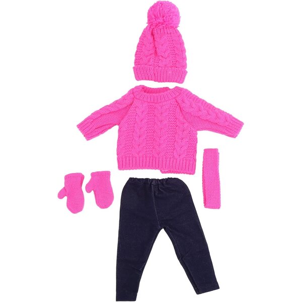 Acouto Abiti per Bambole 18 Pollici: Maglioni, Pantaloni, Cappelli e Sciarpe Rosa Chiaro
